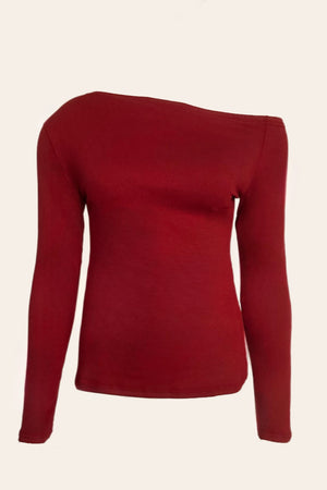 Essential One Shoulder Top – Burgundy