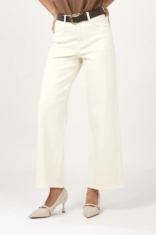 Edena Wide Leg Cropped Jeans – Ecru