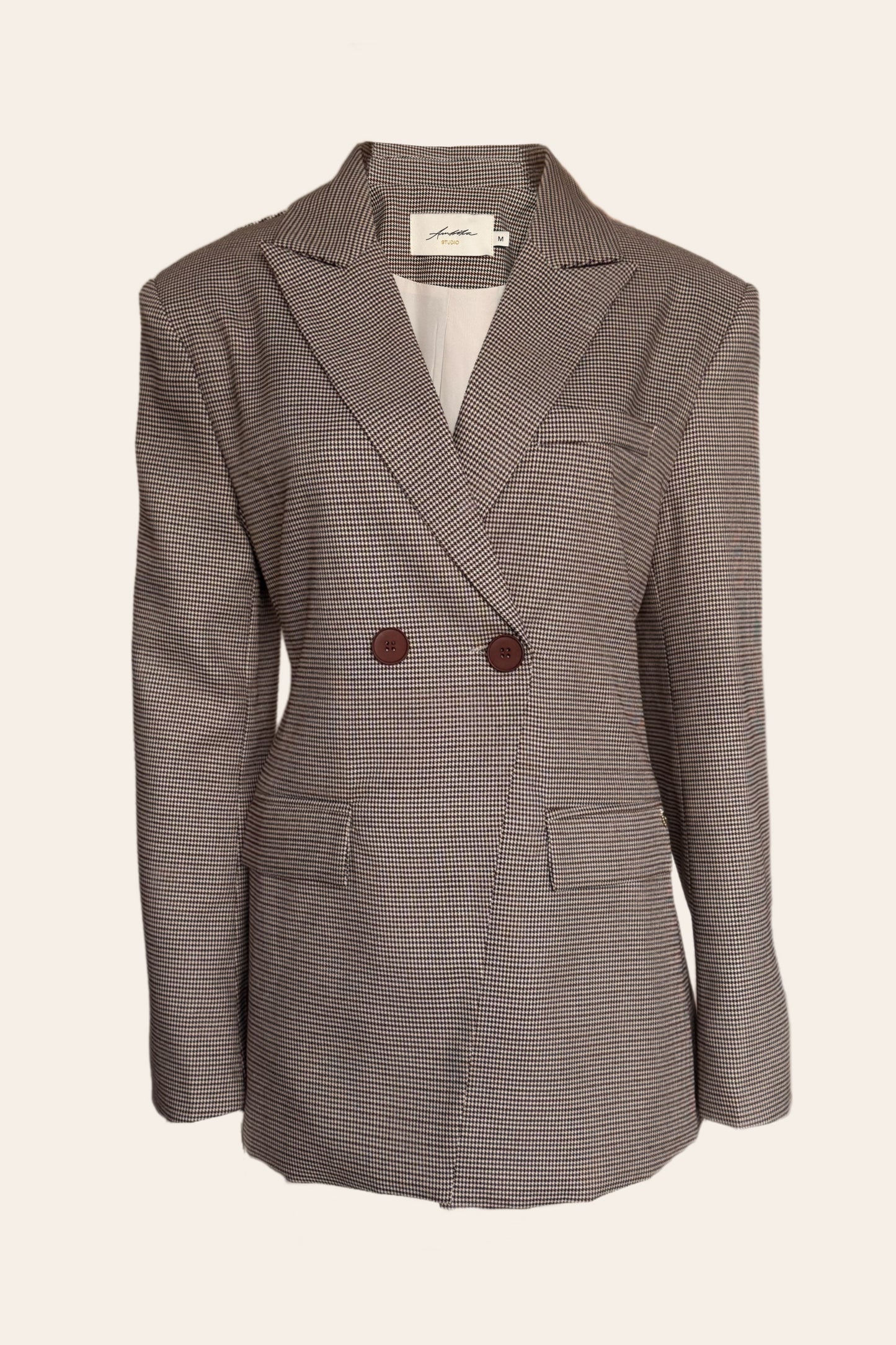 Power Blazer – Burgundy Check