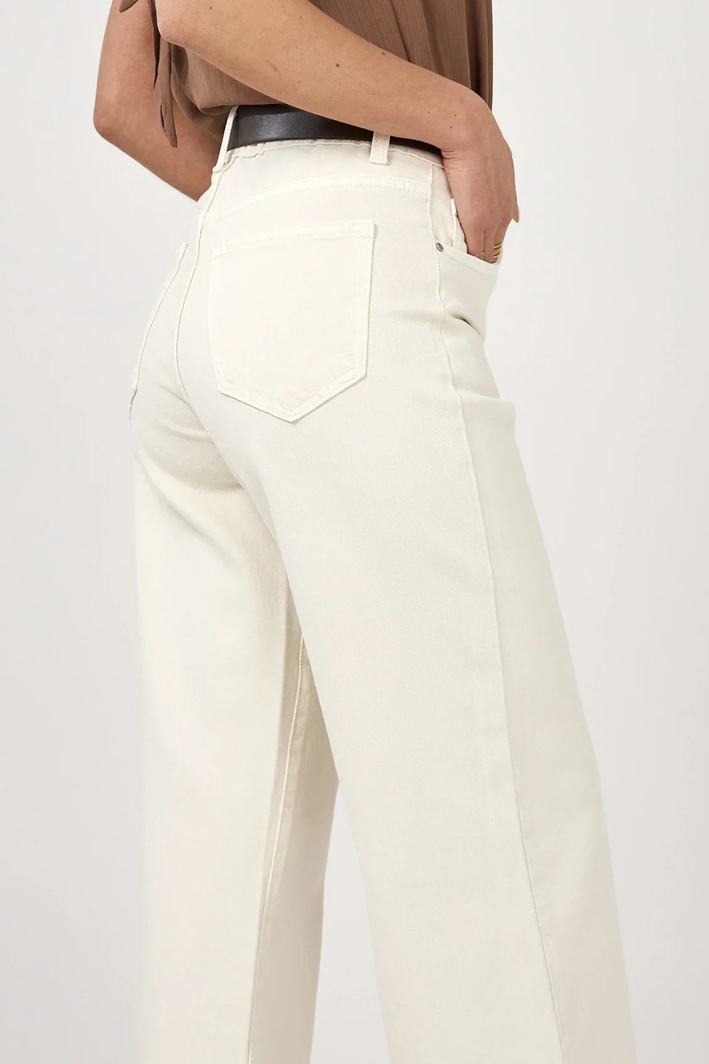 Edena Wide Leg Cropped Jeans – Ecru