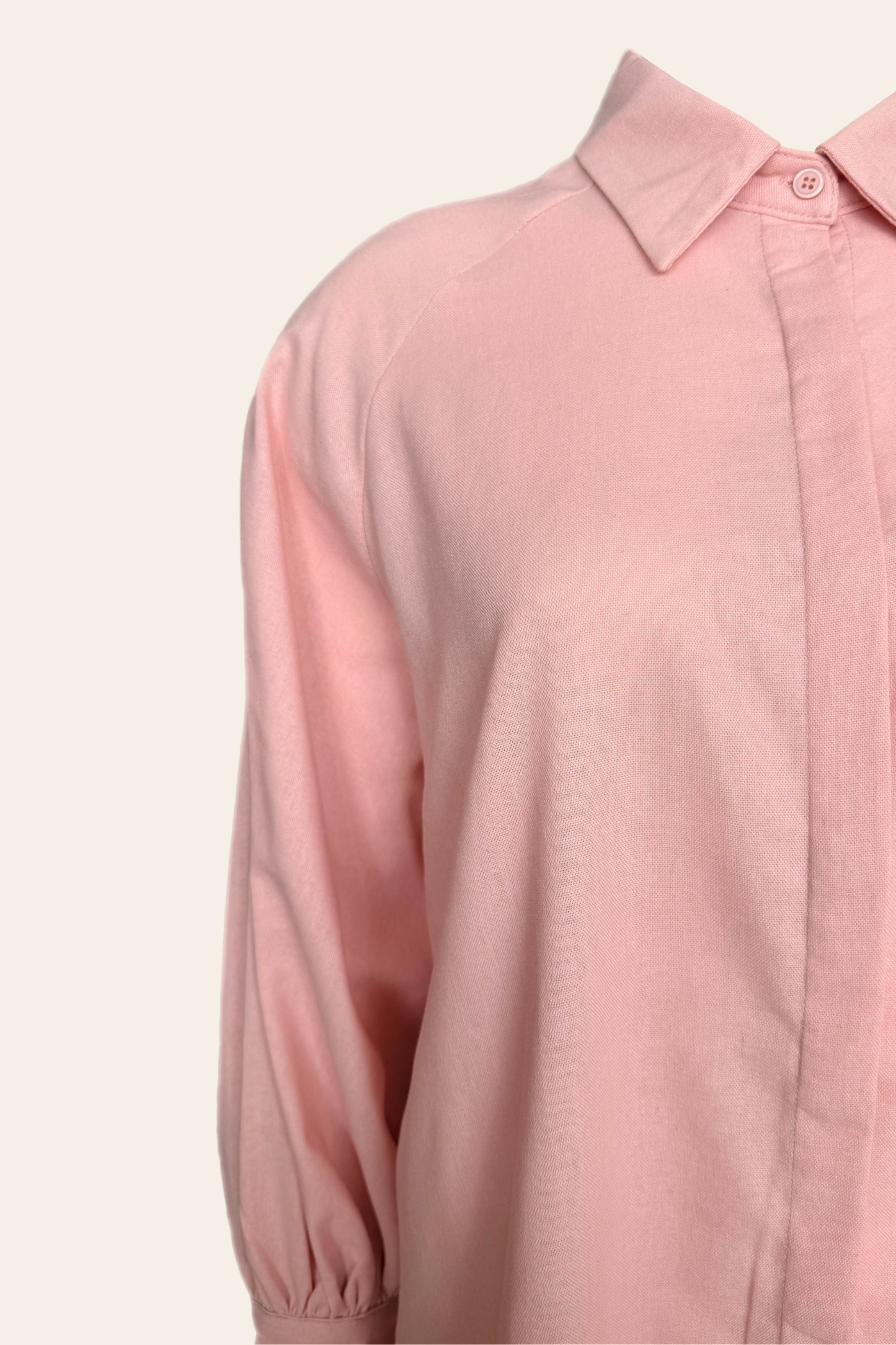 Linnen Mix Blouse met Strikdetail – Roze