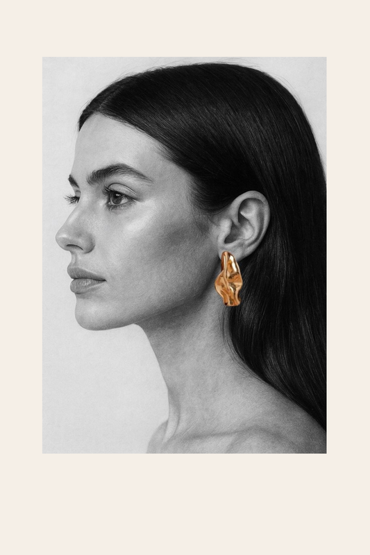 Melted Wave Earring - Gold