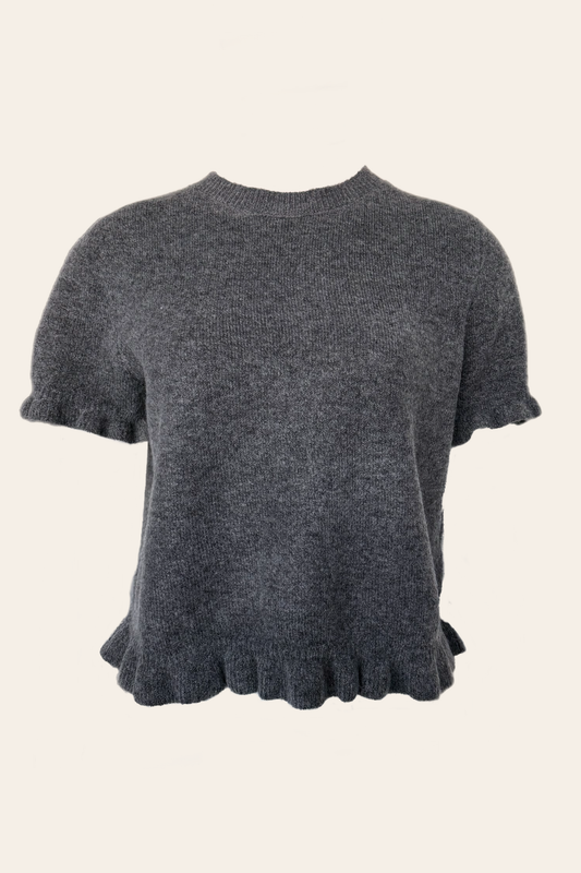 Ruffle Knit Top - Grey